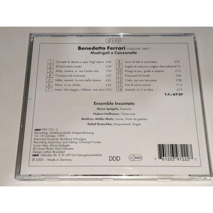 Ensemble Incantato Benedetto Ferrari Madrigali e canzonette-細節圖2