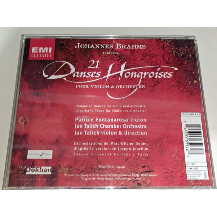文本齋 Patrice Fontanarosa Brahms 布拉姆斯 匈牙利舞曲 小提琴協奏版 EMI-細節圖2