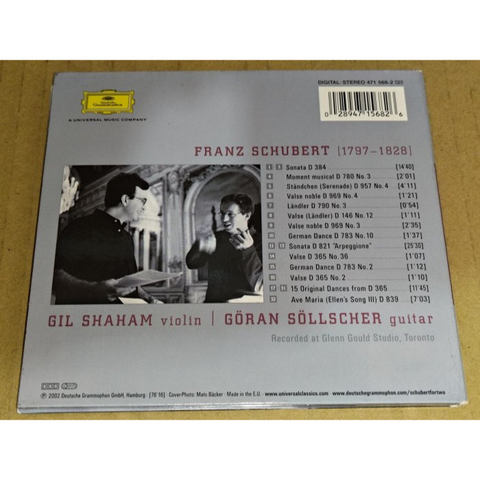 文本齋 Shaham 夏漢 Söllscher 索爾徹 Schubert For Two 舒伯特 小提琴與吉他二重奏 D-細節圖2