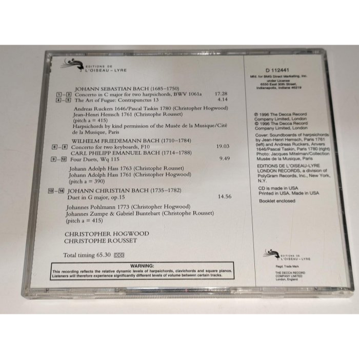 Hogwood Rousset J.S. W.F. C.P.E. J.C. Bach Concertos & Duets-細節圖2