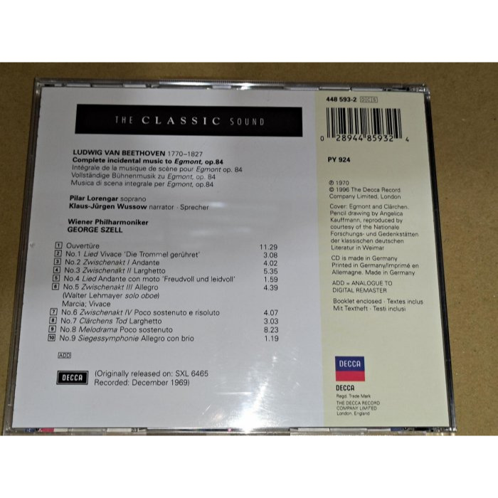 好音悅 半銀圈 留聲經典 Szell Lorengar Beethoven 貝多芬 Egmont 艾格蒙 維也納愛樂 D-細節圖2