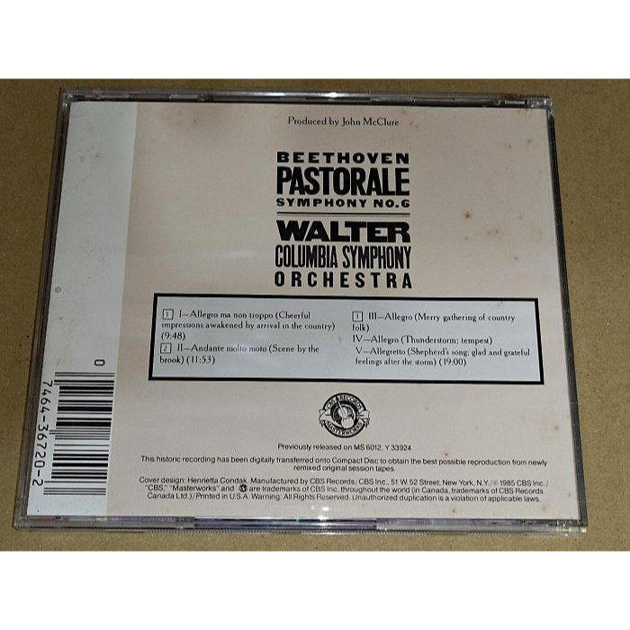 CBS郵報版 Walter 華爾特 Beethoven 貝多芬 第六號交響曲 田園 哥倫比亞交響 USA美版 無IFPI-細節圖2