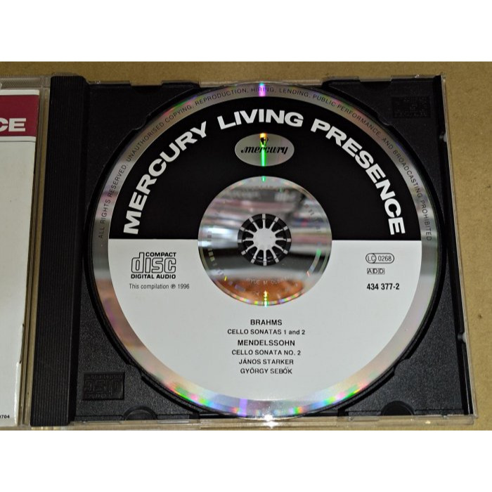 好音悅 半銀圈 Starker 史塔克 Sebok 布拉姆斯 孟德爾頌 大提琴奏鳴曲 Mercury 德01版-細節圖3