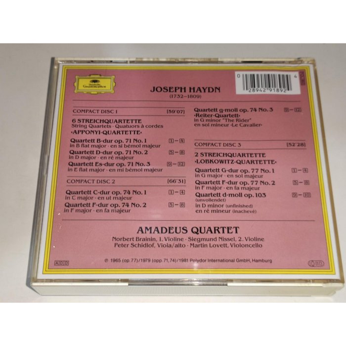 Amadeus Quartet 阿瑪迪斯四重奏 Haydn 海頓 弦樂四重奏 Op.71, 74, 77, 103 3C-細節圖2
