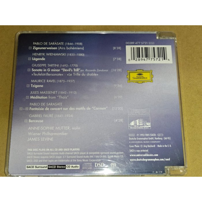 好音悅 SACD Mutter 慕特 Carmen-Fantasie 卡門幻想曲 Levine 李汶 維也納愛樂 DG-細節圖2