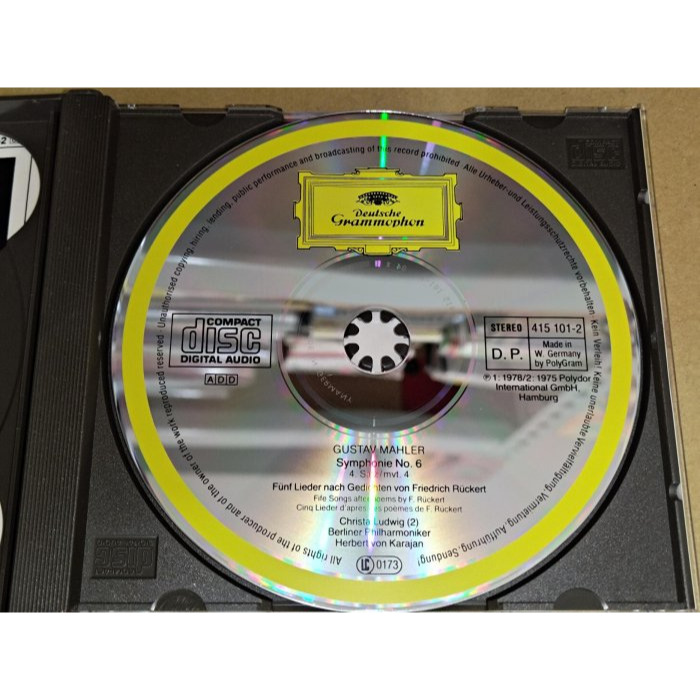 全銀圈 Karajan 卡拉揚 Ludwig Mahler 馬勒 第6號交響曲 呂克特之歌 柏林愛樂 DG 2CD 德版-細節圖4
