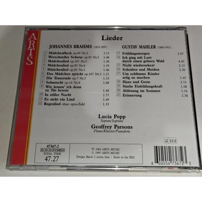 Lucia Popp Parsons Mahler 馬勒 Brahms 布拉姆斯 Lieder 藝術歌曲輯 ARTS-細節圖2