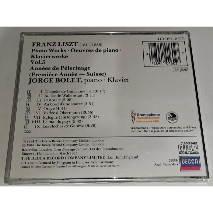Jorge Bolet 波雷 Liszt 李斯特 Années De Pèlerinage 巡禮之年 Suisse 瑞士-細節圖2