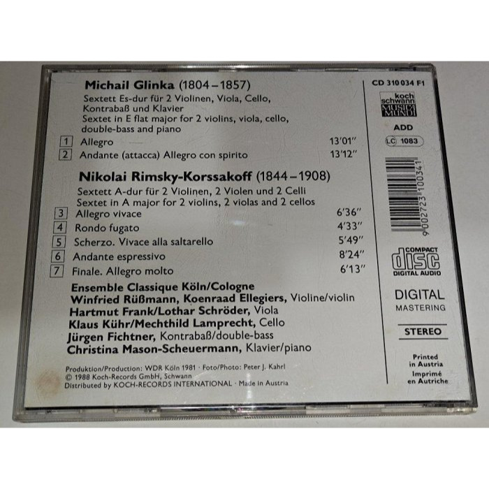文本齋 Ensemble Classique Köln Rimsky-Korsakov Glinka 六重奏 KOCH-細節圖2