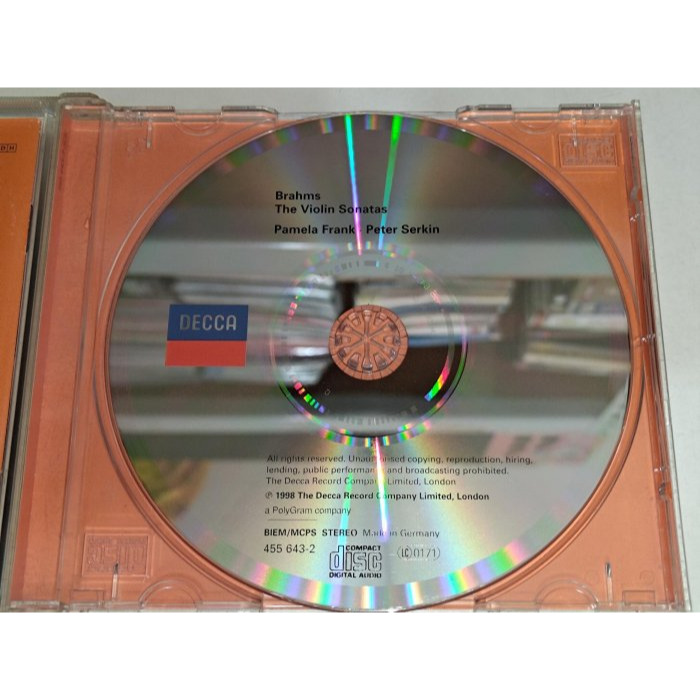 好音悅 半銀圈 Peter Serkin Pamela Frank Brahms 布拉姆斯 小提琴奏鳴曲 DECCA 德-細節圖3