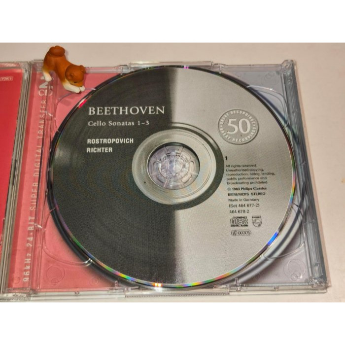 好音悅 Rostropovich 羅斯托波維奇 Richter 李希特 貝多芬 大提琴奏鳴曲 2CD Philips 德-細節圖3