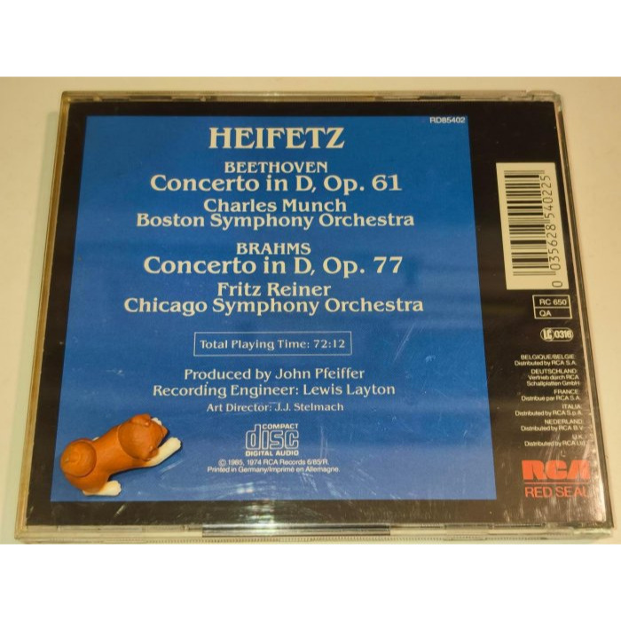 好音悅 Heifetz 海飛茲 Munch Reiner 貝多芬 布拉姆斯 小提琴協奏曲 RCA 德SONOPRESS-細節圖2