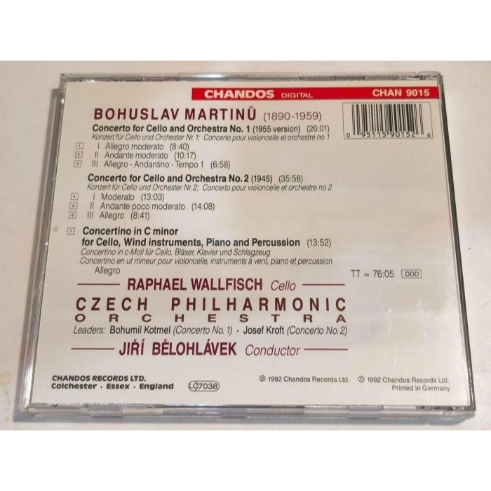 文本齋 Wallfisch Bělohlávek Martinů 馬替努 大提琴協奏曲 捷克愛樂 Chandos-細節圖2