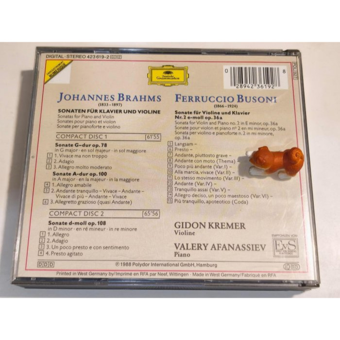 好音悅 全銀圈 Kremer 克萊曼 Afanassiev 阿方納西耶夫 Brahms 布拉姆斯 小提琴奏鳴曲 2CD-細節圖2