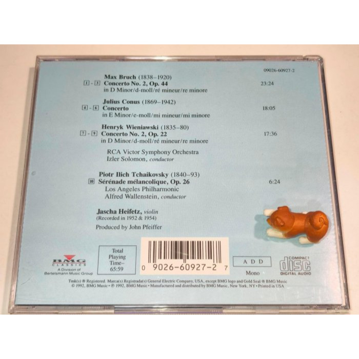 好音悅 Heifetz 海飛茲 布魯赫 維尼奧夫斯基 2號 Conus 小提琴協奏曲 柴可夫斯基 憂鬱小夜曲 RCA J-細節圖2