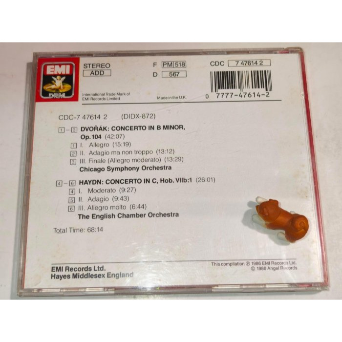 好音悅 Du Pré 杜普蕾 巴倫波因 德佛札克 海頓 大提琴協奏曲 芝加哥交響 EMI 英版 無IFPI-細節圖2