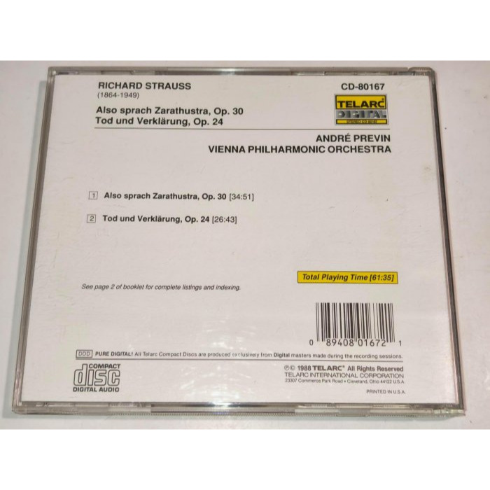 文本齋 André Previn 普列文 理查史特勞斯 查拉圖斯特拉如是說 死與變容 維也納愛樂 Telarc-細節圖2