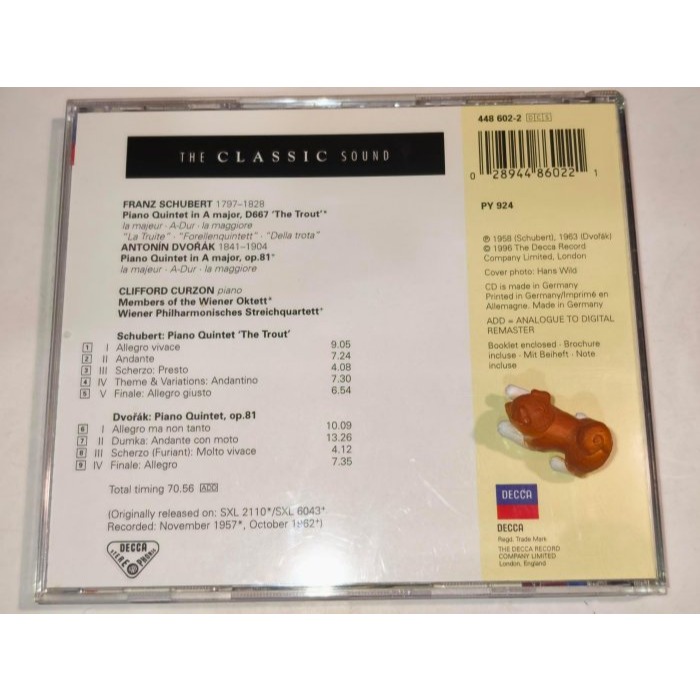 好音悅 半銀圈 留聲經典 Curzon 柯爾榮 Schubert 鱒魚 五重奏 Dvorak 鋼琴五重奏 DECCA 德-細節圖2