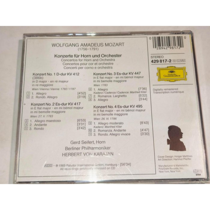 文本齋 Gerd Seifert Karajan 卡拉揚 Mozart 莫札特 法國號協奏曲 柏林愛樂 DG-細節圖2
