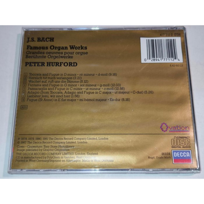 文本齋 Peter Hurford Organ Bach Toccata & Fugue 巴赫 著名管風琴作品輯 DEC-細節圖2