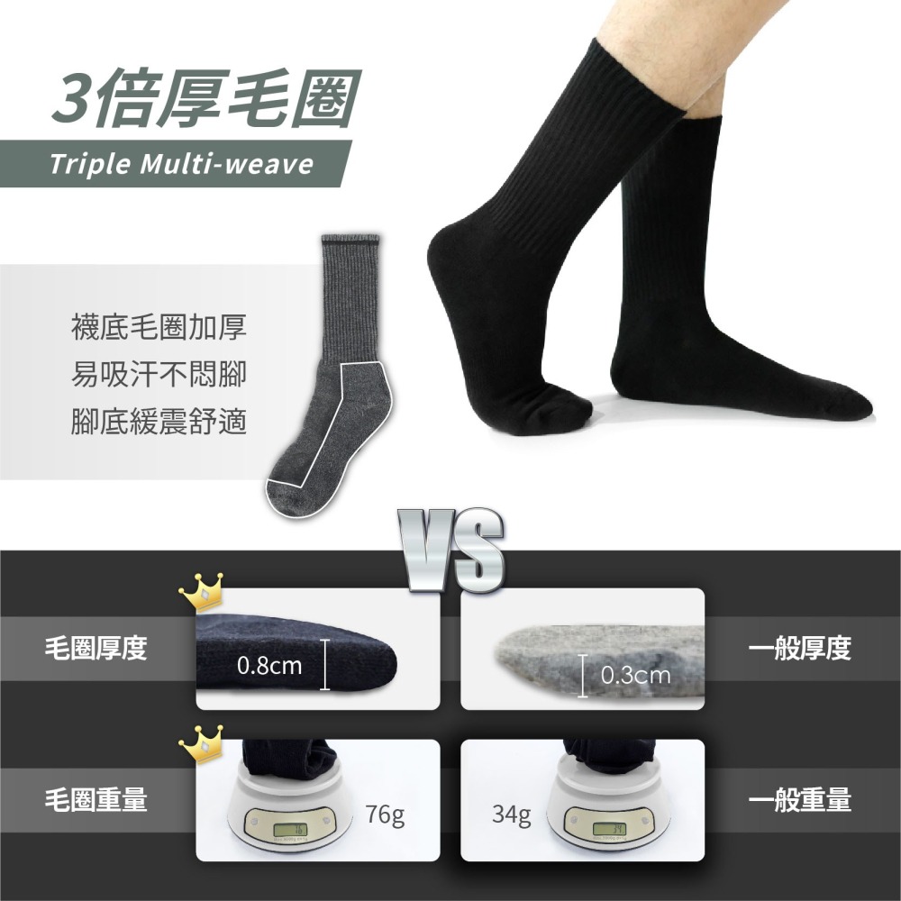 【FAV】籃球襪 厚長襪 運動襪【多雙組】中統襪/運動襪/長襪/中筒襪/黑襪/白襪/桌球襪/排球襪/型號:AMG994-細節圖3
