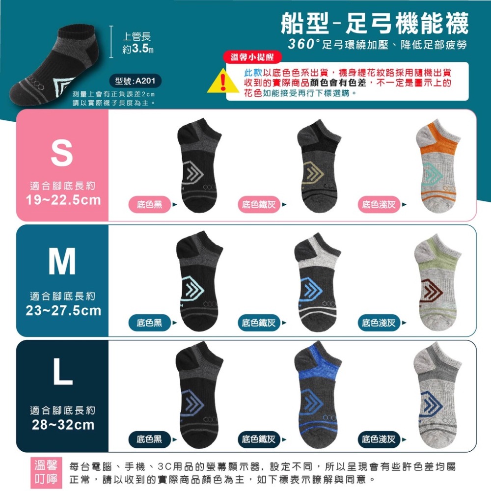【FAV】台灣製【1雙】足弓機能氣墊襪/男襪/現貨/氣墊襪/蜂巢透氣/護踝加壓/純棉/男童襪/型號:A201-細節圖5