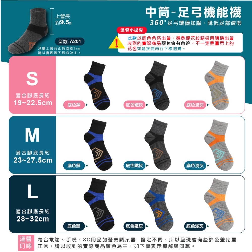 【FAV】台灣製【1雙】足弓機能氣墊襪/男襪/現貨/氣墊襪/蜂巢透氣/護踝加壓/純棉/男童襪/型號:A201-細節圖6