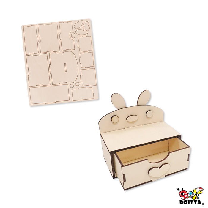 DIY材料包 立體木片 動物抽屜盒 一入裝 木器 組合彩繪 組合木片 親子美勞-細節圖4