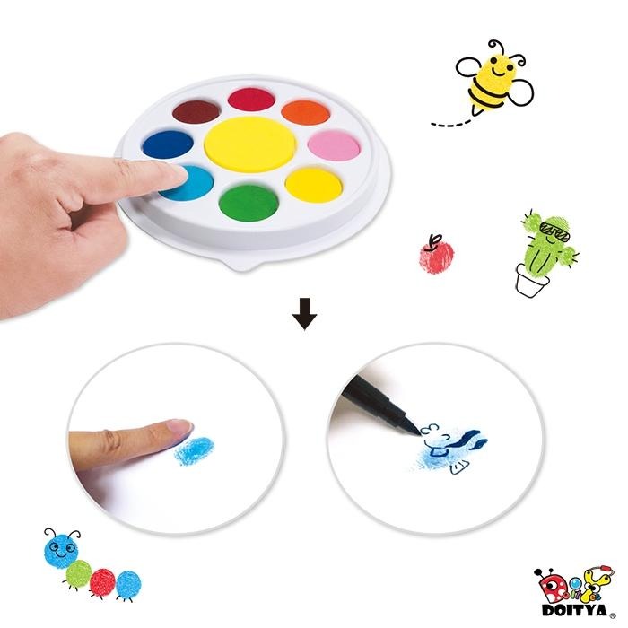 台灣製造 安全水性無毒 圓盤印泥 手指手掌印畫 墨水墊套裝組 美勞印台  手掌印泥 水洗無毒 手指手掌蓋印 蓋印畫-細節圖4