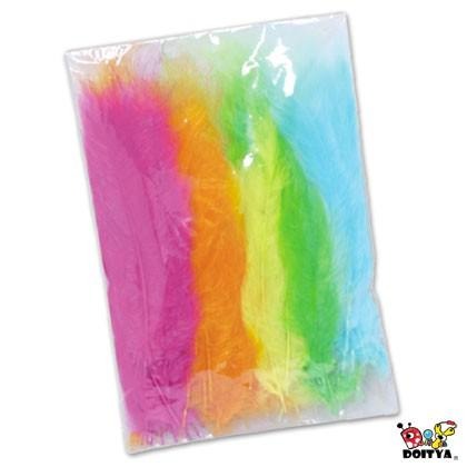 台灣現貨 DIY材料 尖尾絨 彩色羽毛 雞毛 彩色毛 美勞素材 幼稚園 安親班 裝飾 一包5色100入-細節圖2