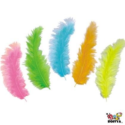台灣現貨 DIY材料 尖尾絨 彩色羽毛 雞毛 彩色毛 美勞素材 幼稚園 安親班 裝飾 一包5色100入-細節圖3