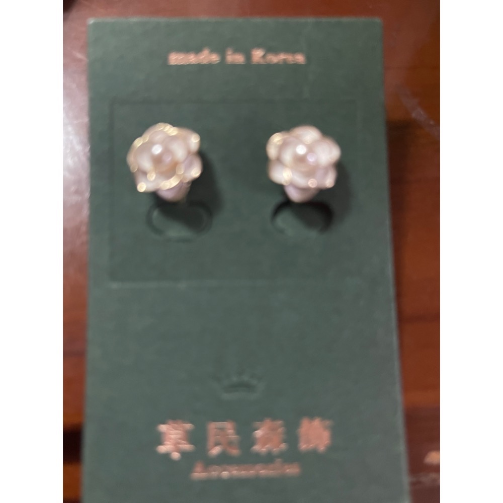夾式玫瑰花珍珠耳環-細節圖2