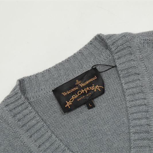 Vivienne Westwood 土星V领羊毛針織外套 小外套 黑桃/灰黑撞色毛衣 百搭好氣質滿滿❤️-細節圖5