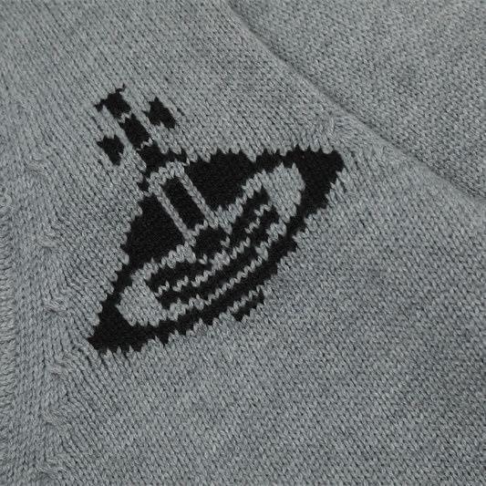 Vivienne Westwood 土星V领羊毛針織外套 小外套 黑桃/灰黑撞色毛衣 百搭好氣質滿滿❤️-細節圖6