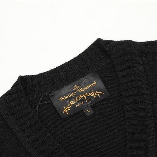Vivienne Westwood 土星V领羊毛針織外套 小外套 黑桃/灰黑撞色毛衣 百搭好氣質滿滿❤️-細節圖8