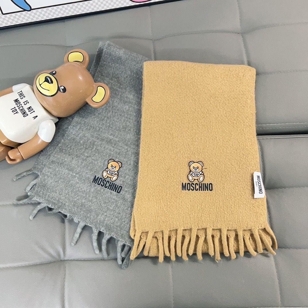 Moschino 泰迪熊圍巾🧣百搭兒童圍巾，純棉，幼兒寶寶都可以，360度可旋轉，羊絨4色兒童圍巾，針織保暖，舒適可愛曖-細節圖5