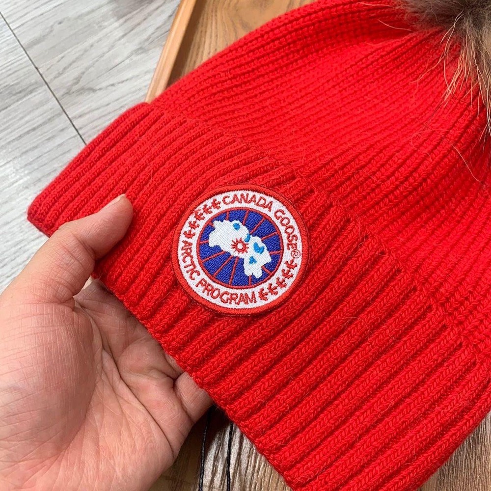 加拿大鵝 毛帽 canadagoose 羊毛繡標冷帽 加厚保暖帽針織帽百搭羊毛 毛球 毛帽 針織帽 冷帽 毛線帽 貝蕾-細節圖7
