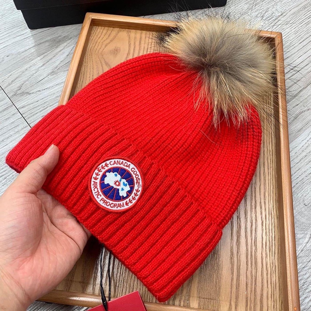 加拿大鵝 毛帽 canadagoose 羊毛繡標冷帽 加厚保暖帽針織帽百搭羊毛 毛球 毛帽 針織帽 冷帽 毛線帽 貝蕾-細節圖8
