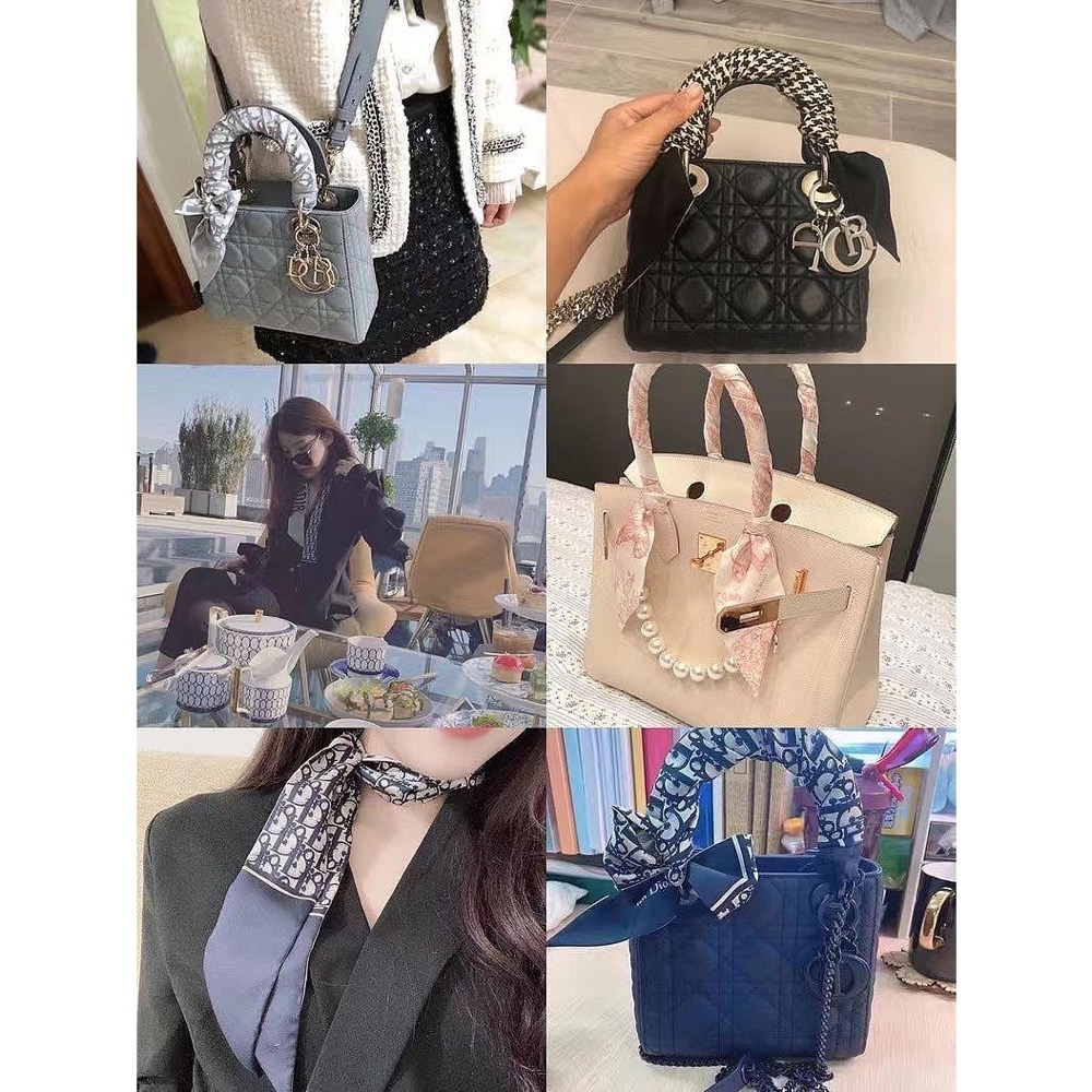 VIP績分禮 Dior CD 經典字母絲巾 領巾 真絲 髮帶 髮束 綁包綁手柄 絲帶 造型 怎麼綁都美 萬能飾品-細節圖7