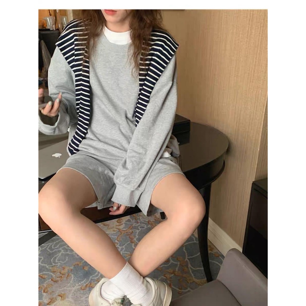 RL polo 經典款戰馬美式復古小馬標寬松長袖T 衛衣 休閒短褲 運動短褲 套裝 上衣，清爽有氣質-細節圖7