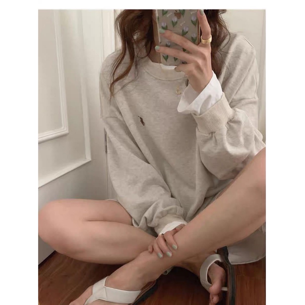 RL polo 經典款戰馬美式復古小馬標寬松長袖T 衛衣 休閒短褲 運動短褲 套裝 上衣，清爽有氣質-細節圖8