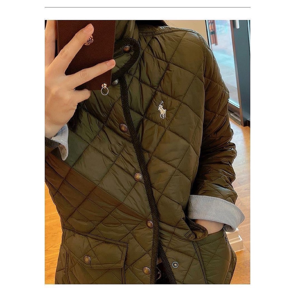 RL 外套 經典小馬刺繡 漂亮菱格白鴨絨外套 翻領夾棉 輕薄就保暖 簡約百搭羽絨外套 清新好氣質 顯白 復古高級 非常美-細節圖2