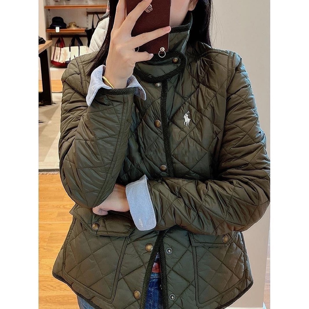 RL 外套 經典小馬刺繡 漂亮菱格白鴨絨外套 翻領夾棉 輕薄就保暖 簡約百搭羽絨外套 清新好氣質 顯白 復古高級 非常美-細節圖4