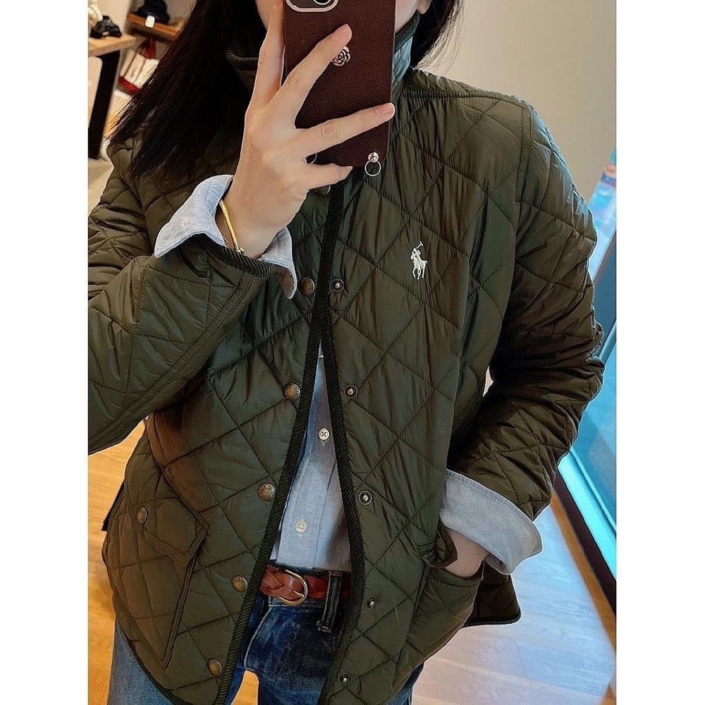 RL 外套 經典小馬刺繡 漂亮菱格白鴨絨外套 翻領夾棉 輕薄就保暖 簡約百搭羽絨外套 清新好氣質 顯白 復古高級 非常美-細節圖6