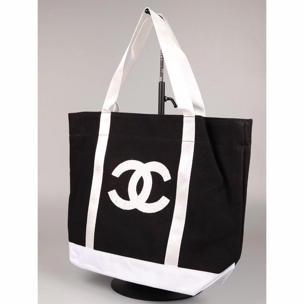 VIP限量積分贈品禮 Chanel 香奈兒 帆布包 托特包 肩背包 手提包 亮片大雙C環保購物袋 方便實用 好氣質 帆布-細節圖8