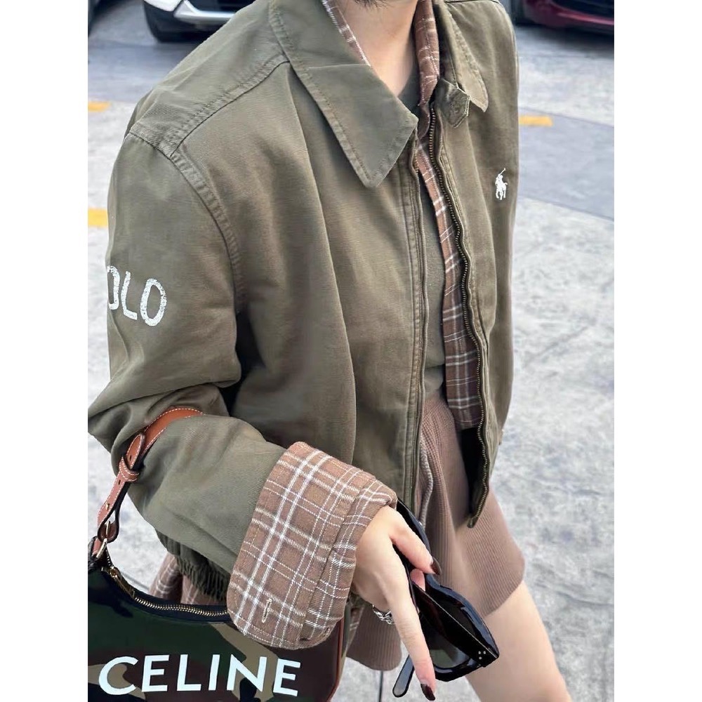 RL polo  戰馬刺繡拉鍊棒球外套 老外套 老幹部外套 夾克 美式復古簡約超級百搭有氣質 基本單品必入手👍 sml-細節圖10