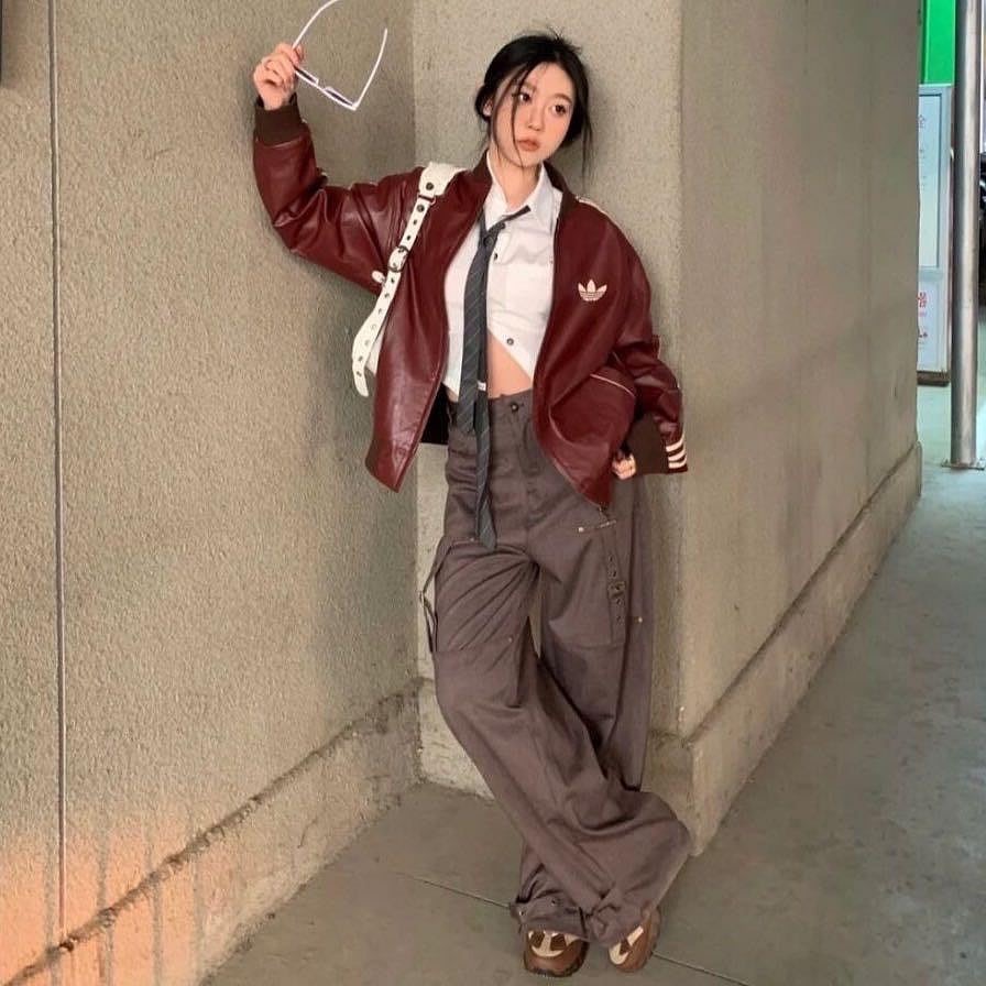 Adidas 皮衣 外套 二色都好好看 復古三葉草 實穿百搭 私留 超級喜歡💕經典三條槓美式復古棒球服外套 男女同款-細節圖5