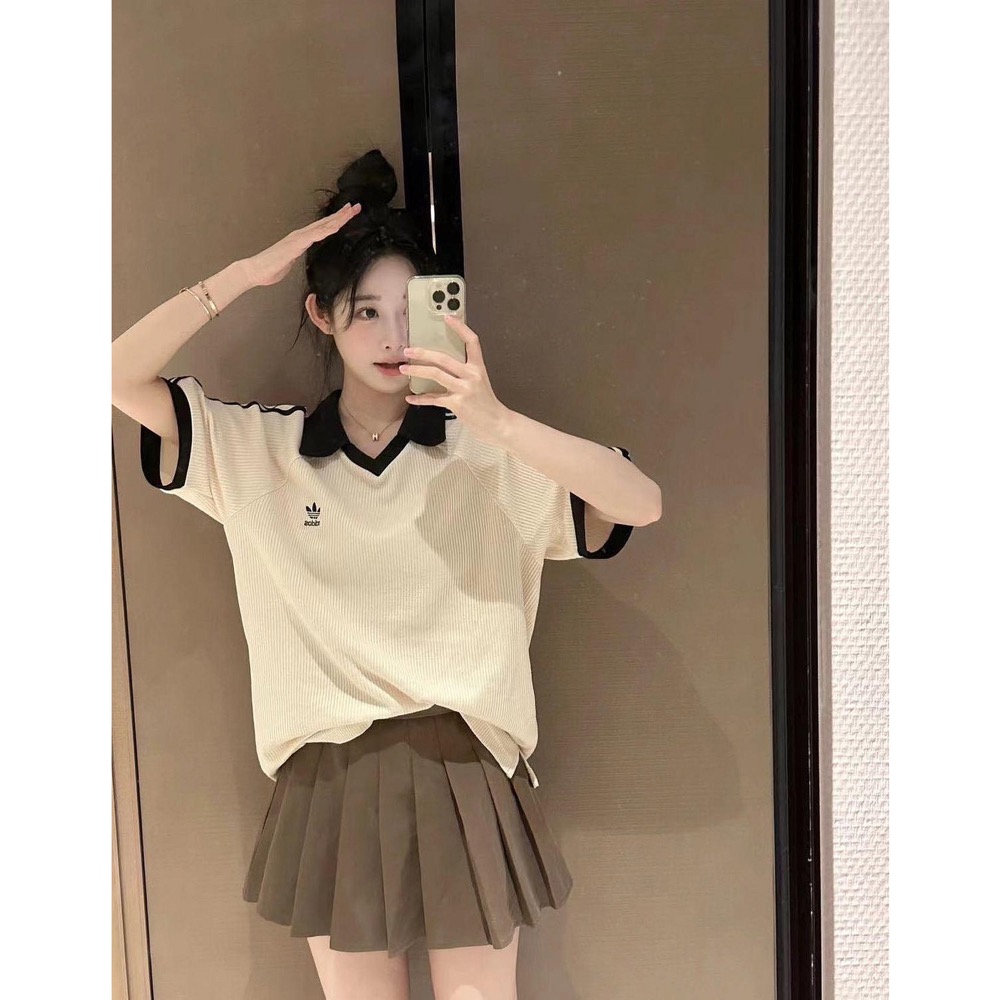 Adidas T恤 外套 T恤 polo衫 復古三葉草 華夫格拉鍊開襟衫 實穿百搭 私留 超級喜歡💕-細節圖6