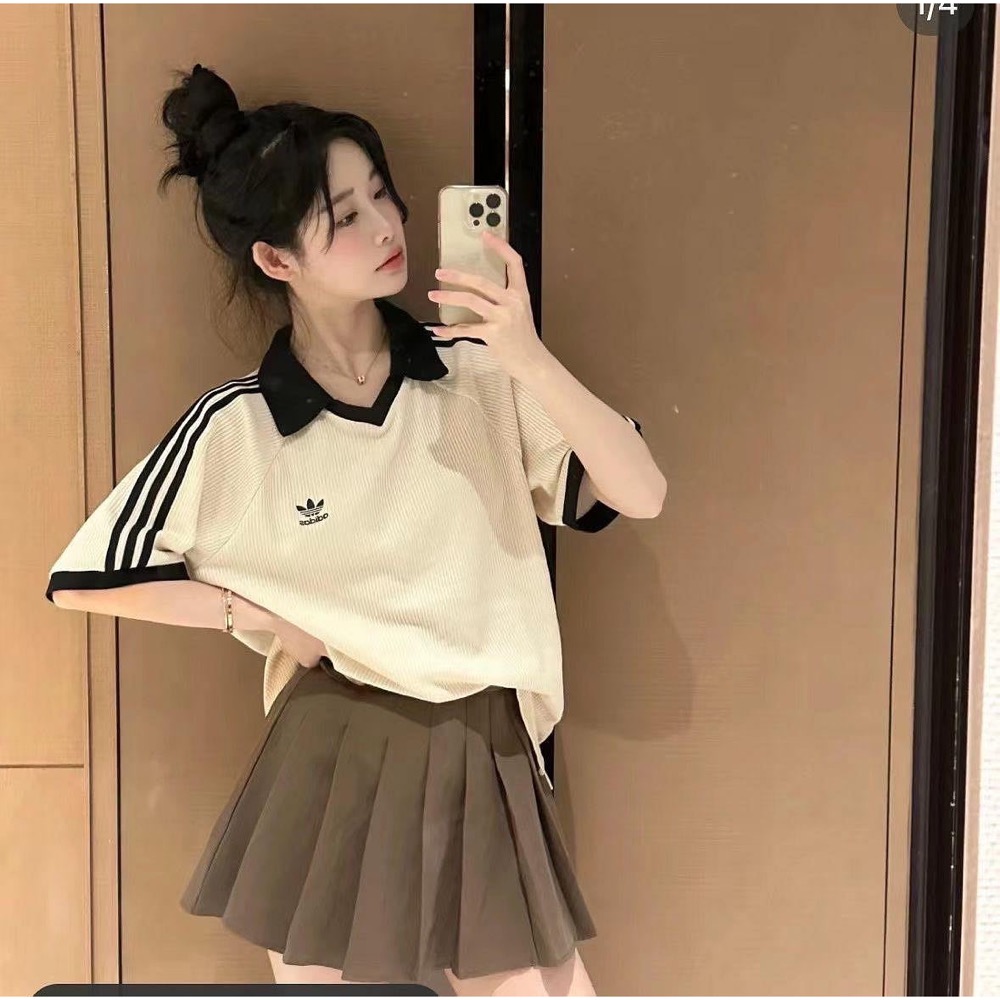 Adidas T恤 外套 T恤 polo衫 復古三葉草 華夫格拉鍊開襟衫 實穿百搭 私留 超級喜歡💕-細節圖7