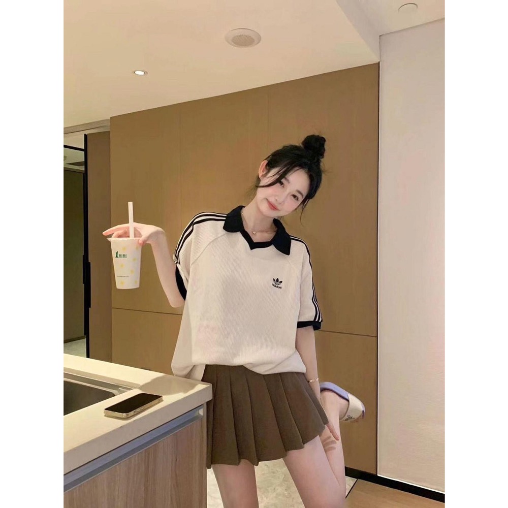 Adidas T恤 外套 T恤 polo衫 復古三葉草 華夫格拉鍊開襟衫 實穿百搭 私留 超級喜歡💕-細節圖8
